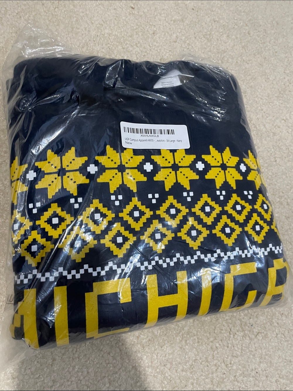 Navy and Yellow Fair Isle Crew Sweatshirt